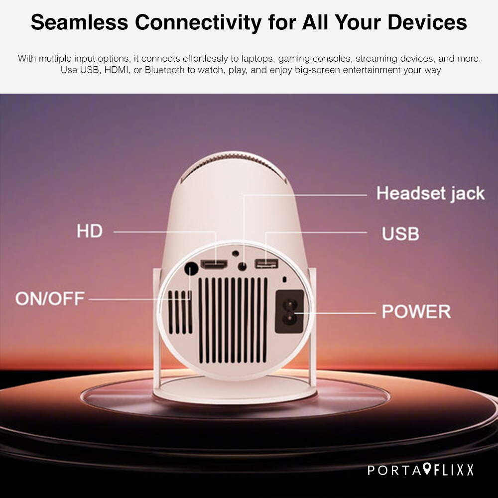 Turn Any Wall into a 130” Theater - Portaflixx™ Spotlight HD