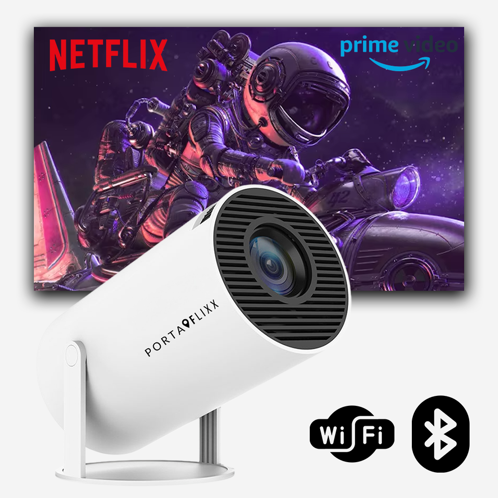 Turn Any Wall into a 130” Theater - Portaflixx™ Spotlight HD