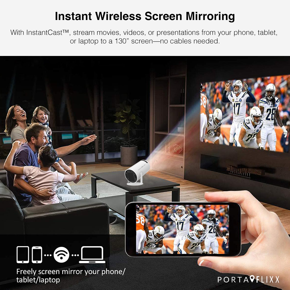 Turn Any Wall into a 130” Theater - Portaflixx™ Spotlight HD