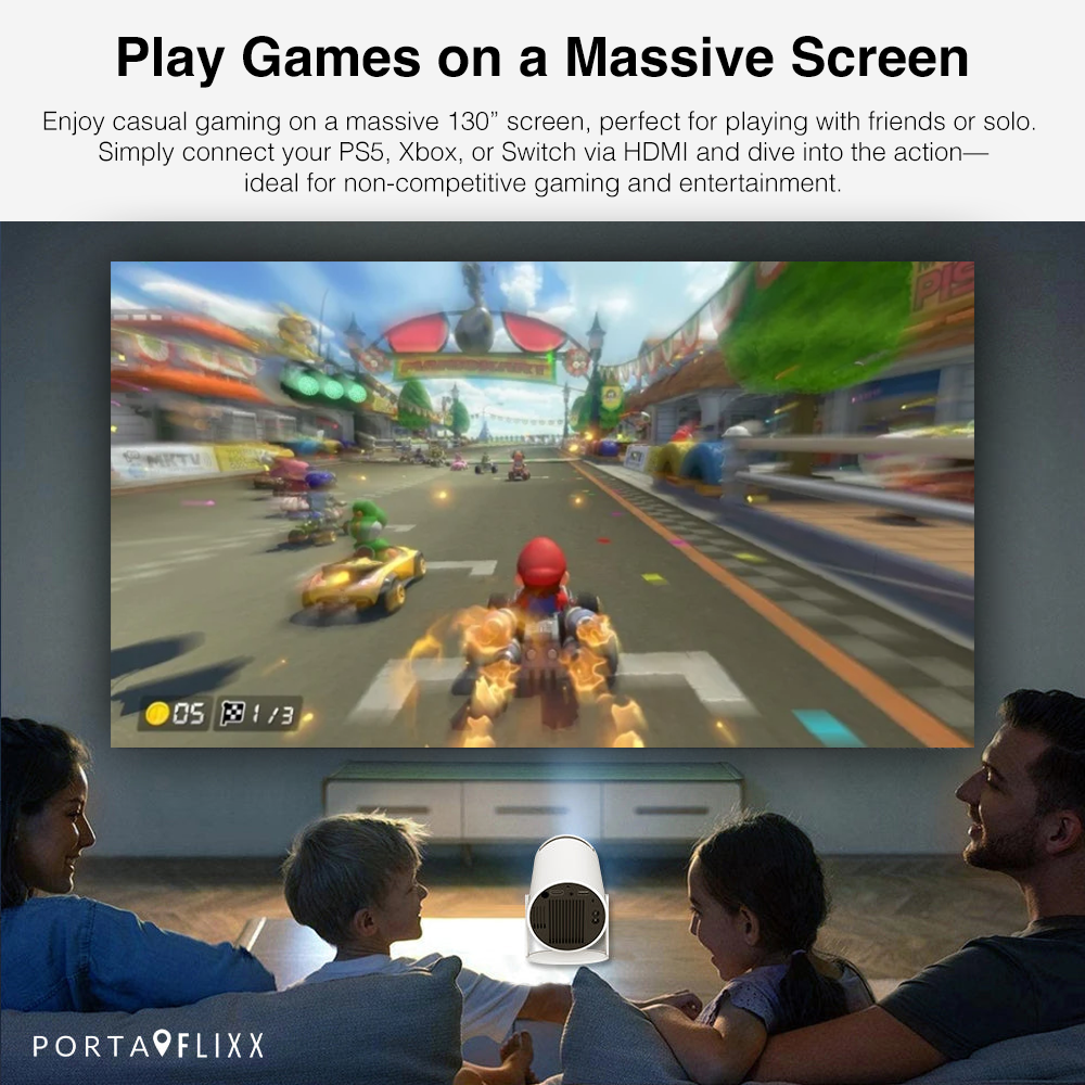Turn Any Wall into a 130” Theater - Portaflixx™ Spotlight HD
